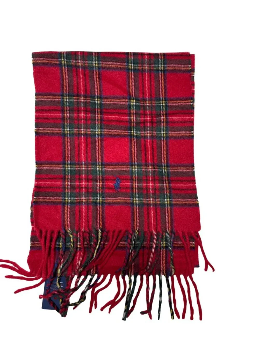 NWT Polo Ralph Lauren Cashmere Tartan Plaid Scarf Royal Stew Size One Size (3QTY